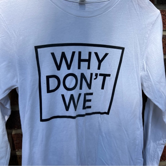 White and Black Why Don’t We Long Sleeve Tee Shirt - Picture 2 of 4